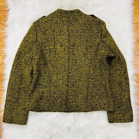 Michael Kors Military Tweed Jacket Mustard Color Gold Buttons - Picture 3 of 12